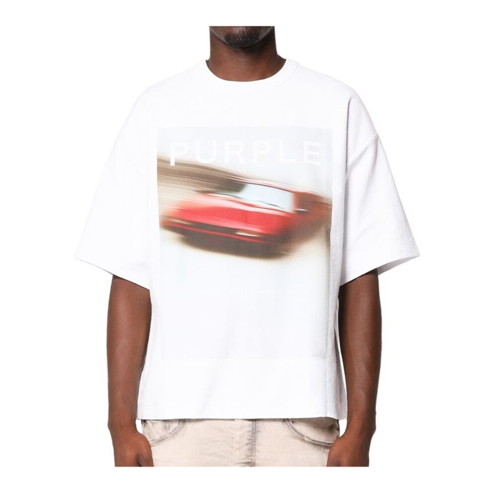 Purple Brand Crew Neck T-Shirt HWT Textured Jersey Mens White M1057
